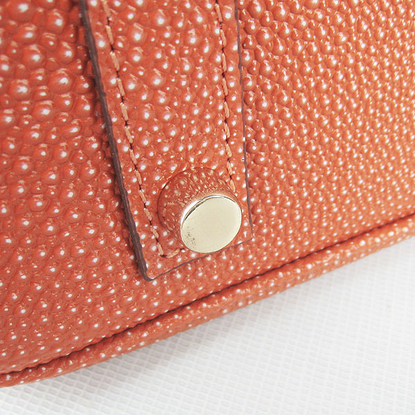 High Quality Fake Hermes Birkin 35CM Pearl Veins Leather Bag Orange 6089 - Click Image to Close